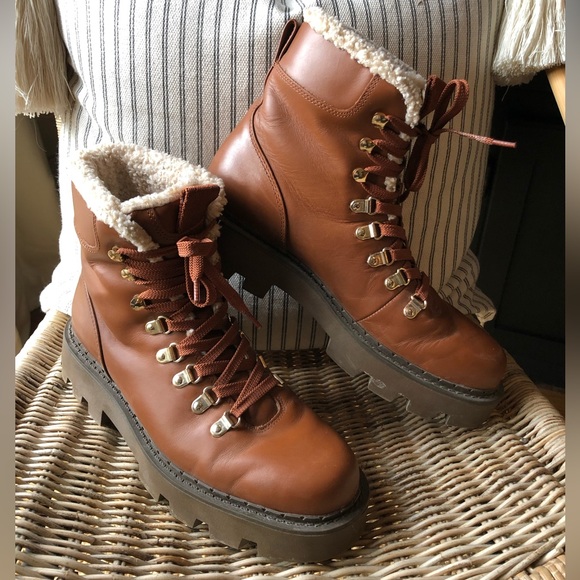 Zara Shoes - Zara Women’s Leather Hiking Boots